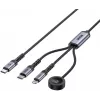 UNITEK 3-in-1 USB-C + Lightning + Apple Watch -latauskaapeli, 100W PD, 480 Mbps, 1,2 m, musta