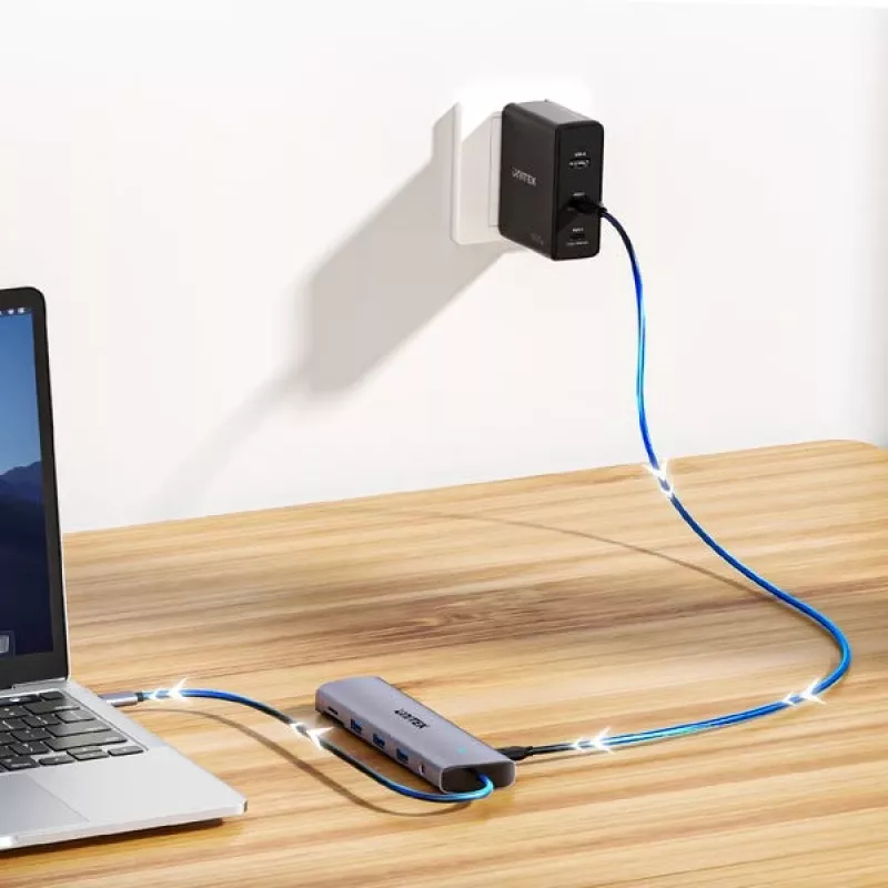 Unitek 4-porttinen USB 3.0 -keskitin 30 cm kaapelilla, harmaa