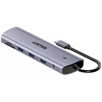Unitek 4-porttinen USB 3.0 -keskitin 30 cm kaapelilla, harmaa