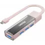 UNITEK kaksisuuntainen USB-C/USB-A-keskitin, 4-porttinen, 5Gbps, pinkki