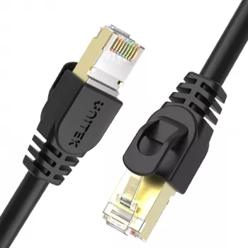 UNITEK Cat.7 SSTP Ethernet-verkkokaapeli RJ45, 0,5 m, harmaa, 10 Gbit/s, 600 MHz, kullattu
