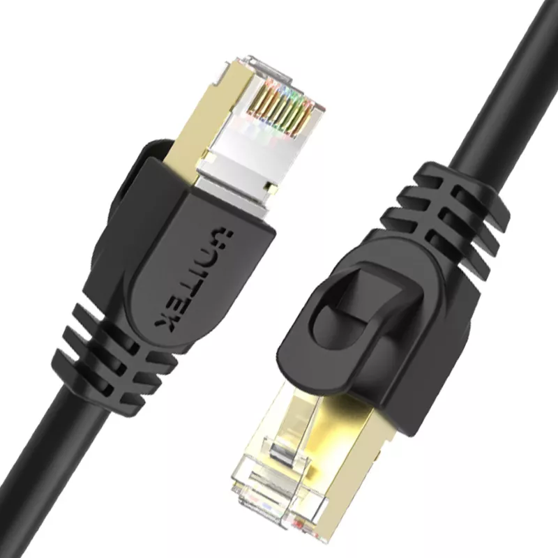 UNITEK Cat.7 SSTP Ethernet-verkkokaapeli RJ45, 0,5 m, harmaa, 10 Gbit/s, 600 MHz, kullattu