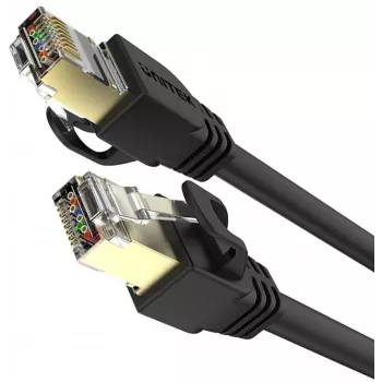 UNITEK Cat.7 SSTP Ethernet-verkkokaapeli RJ45, 0,5 m, harmaa, 10 Gbit/s, 600 MHz, kullattu