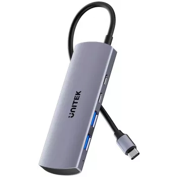 UNITEK USB-C-keskitin 4-in-1 USB-C 10 Gbps, 2x USB-A ja 2x USB-C, Space Grey
