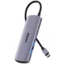 UNITEK USB-C-keskitin 4-in-1 USB-C 10 Gbps, 2x USB-A ja 2x USB-C, Space Grey