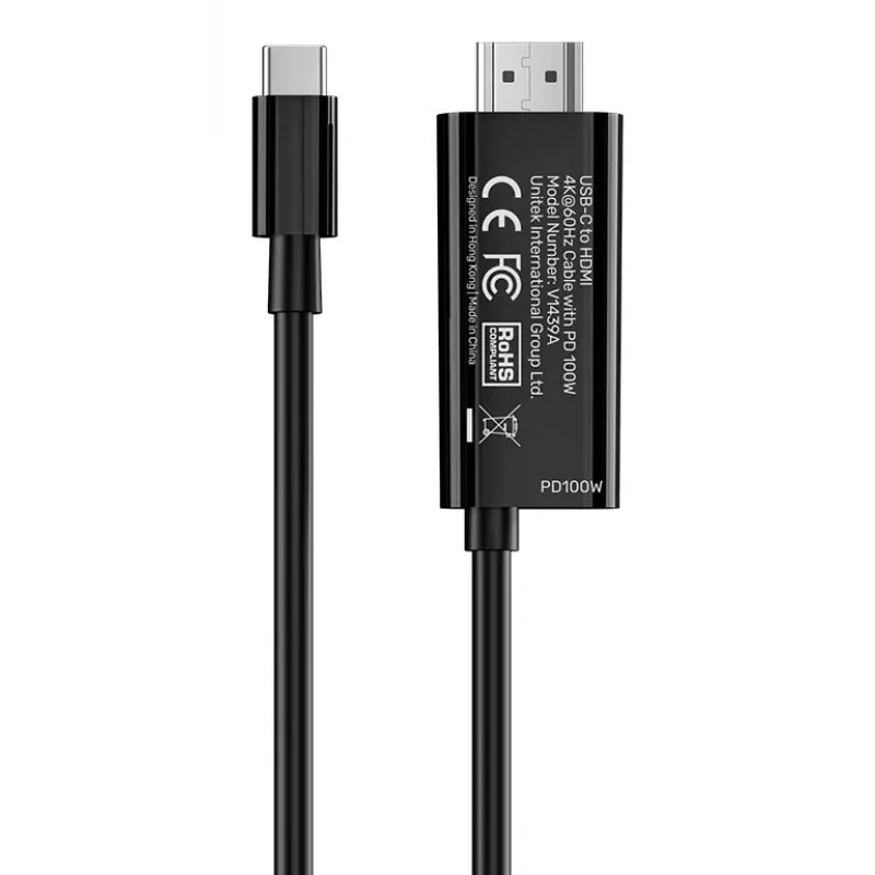 UNITEK USB-C - HDMI 4K@60Hz kaapeli USB-C PD 100W