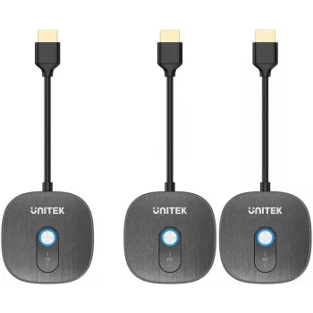UNITEK langaton HDMI 1080p AV-signaalin lähetinjärjestelmä, 1 lähetin + 2 vastaanotinta, musta