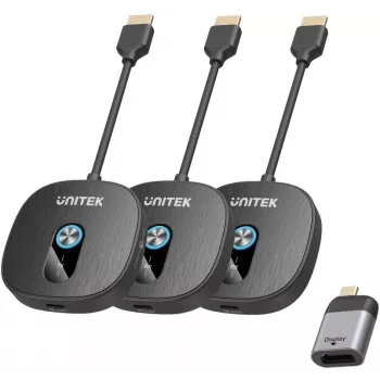 UNITEK langaton HDMI 1080p AV-signaalin lähetinjärjestelmä, 1 lähetin + 2 vastaanotinta, musta
