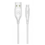 USAMS US-SJ268 U18 Flexi PVC yleinen Micro USB - USB data- ja Fast 2A -latauskaapeli pyöreä liitin valkoinen