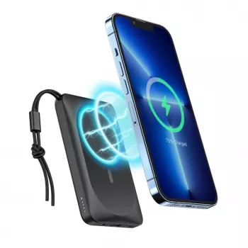 Veger MagOn varavirtalähde 10000 mAh valkoinen - MagSafe-yhteensopiva, PD QC3.0 20W langaton lataus