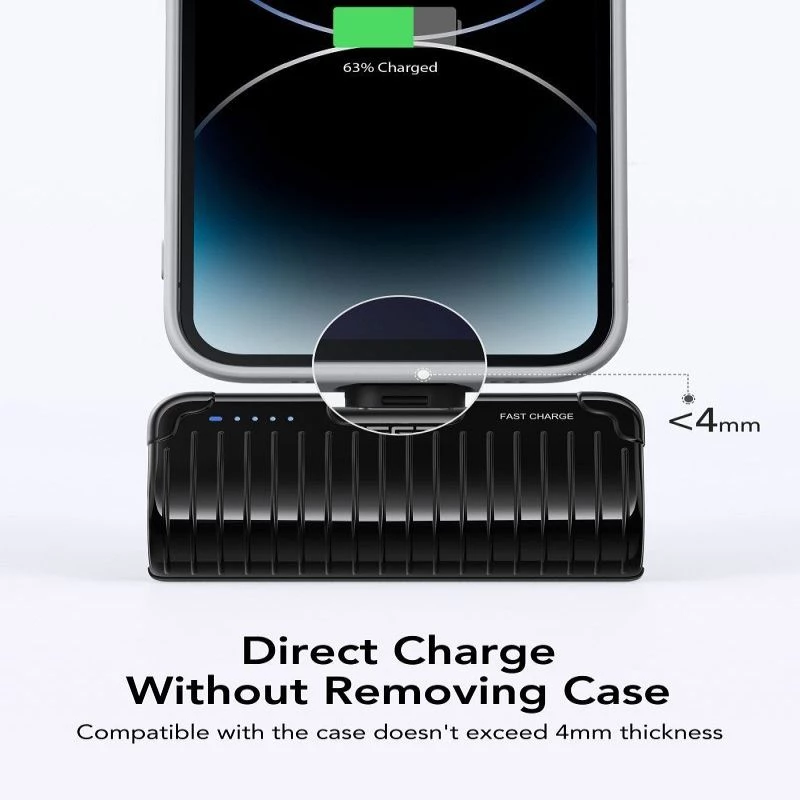 Veger PlugOn varavirtalähde (W0558P) 5000 mAh 20W PD QC3.0 integroidulla Lightning-liitännällä musta