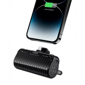 Veger PlugOn varavirtalähde (W0558P) 5000 mAh 20W PD QC3.0 integroidulla Lightning-liitännällä musta