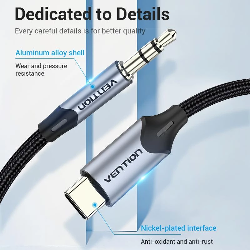 VENTION BGKHF USB-C - 3,5 mm audioadapterikaapeli 1 m musta