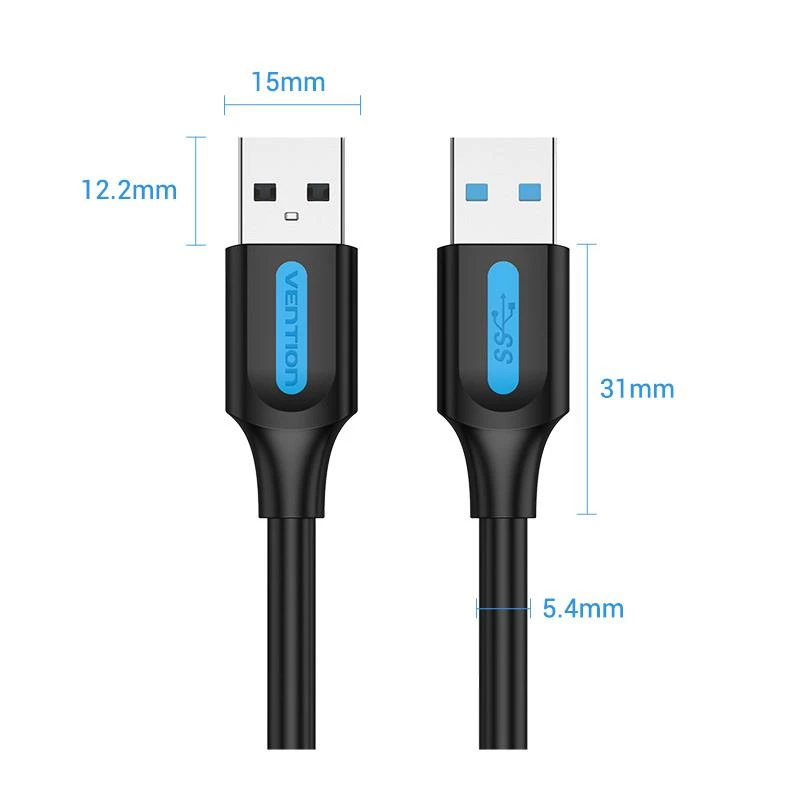 VENTION CONBI USB 3.0 -kaapeli uros-uros 3 m musta