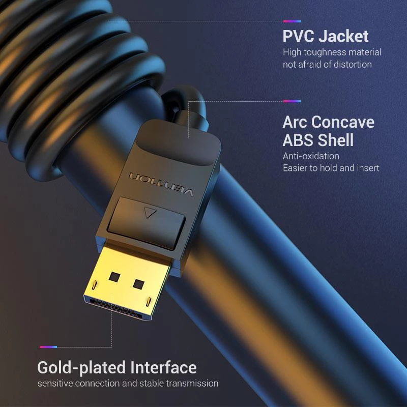 VENTION HACBG DisplayPort-kaapeli 1,5 m musta