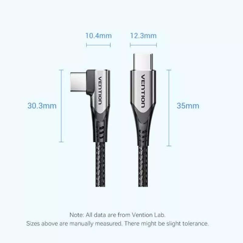 VENTION TRAHF USB-C-USB-C -kaapeli 1m harmaa 10Gbps 100W PD 4K video