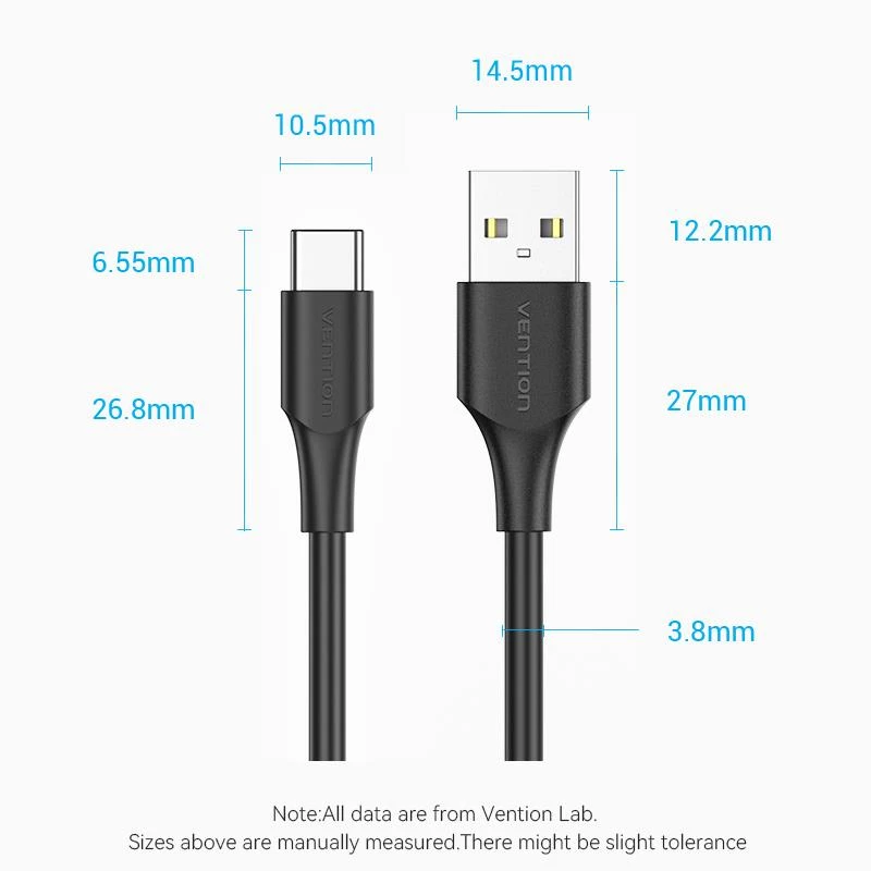 VENTION USB-C - USB 2.0 -kaapeli 2 m musta CTHBH