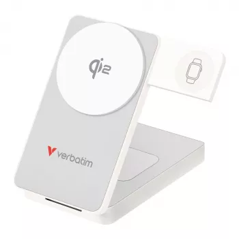 Verbatim taitettava 3-in-1 magneettinen langaton varavirtalähde 10000 mAh, valkoinen, 32296