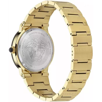 VERSACE V-Chrono miesten kello VE7G00323 38 mm musta kellotaulu nahkaranneke