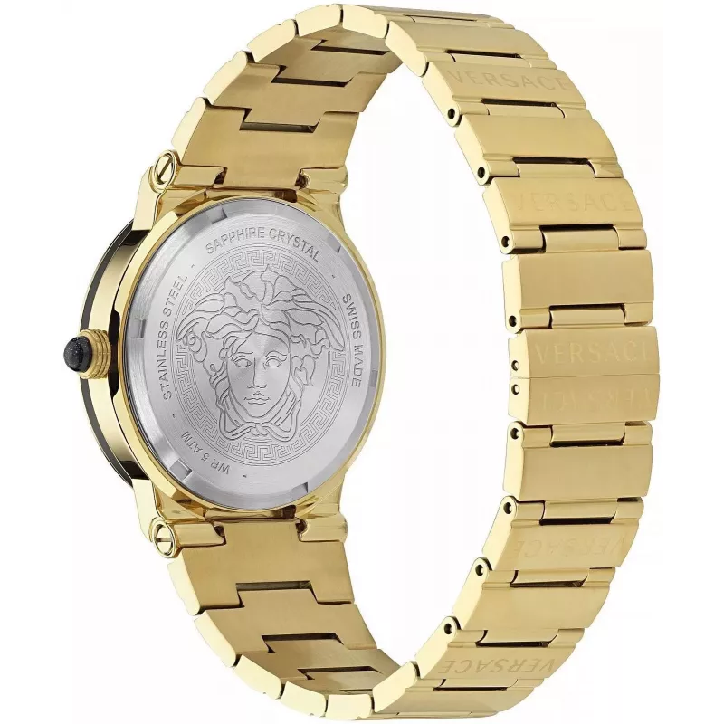 VERSACE V-Chrono miesten kello VE7G00323 38 mm musta kellotaulu nahkaranneke