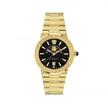 VERSACE V-Chrono miesten kello VE7G00323 38 mm musta kellotaulu nahkaranneke