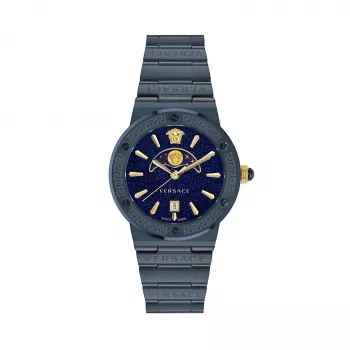 Versace V-Circle miesten kello VE7G00423 38 mm sveitsiläinen kvartsi ruostumaton teräs nahka musta