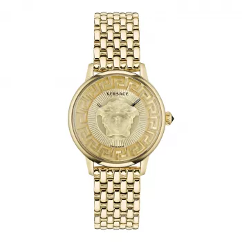 VERSACE V-Circle unisex sveitsiläinen kvartsikello 38 mm ruostumaton teräs musta kellotaulu nahkaranneke VE6F00623