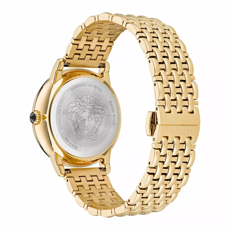 VERSACE V-Circle unisex sveitsiläinen kvartsikello VE6F00523 38mm musta kellotaulu nahkaranneke