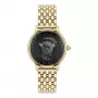 VERSACE V-Circle unisex sveitsiläinen kvartsikello VE6F00523 38mm musta kellotaulu nahkaranneke