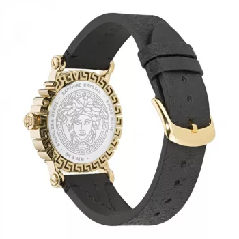 Versace V-Circle naisten sveitsiläinen kvartsikello VE6D00223 40mm musta kellotaulu nahkaranneke