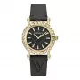 Versace V-Circle naisten Swiss Quarz -kello VE6D00223 40mm musta kellotaulu nahkaranneke