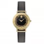 Versace V-Circle naisten kello VE3D00322 36mm Swiss Quarz ruostumaton teräs musta kellotaulu nahkaranneke