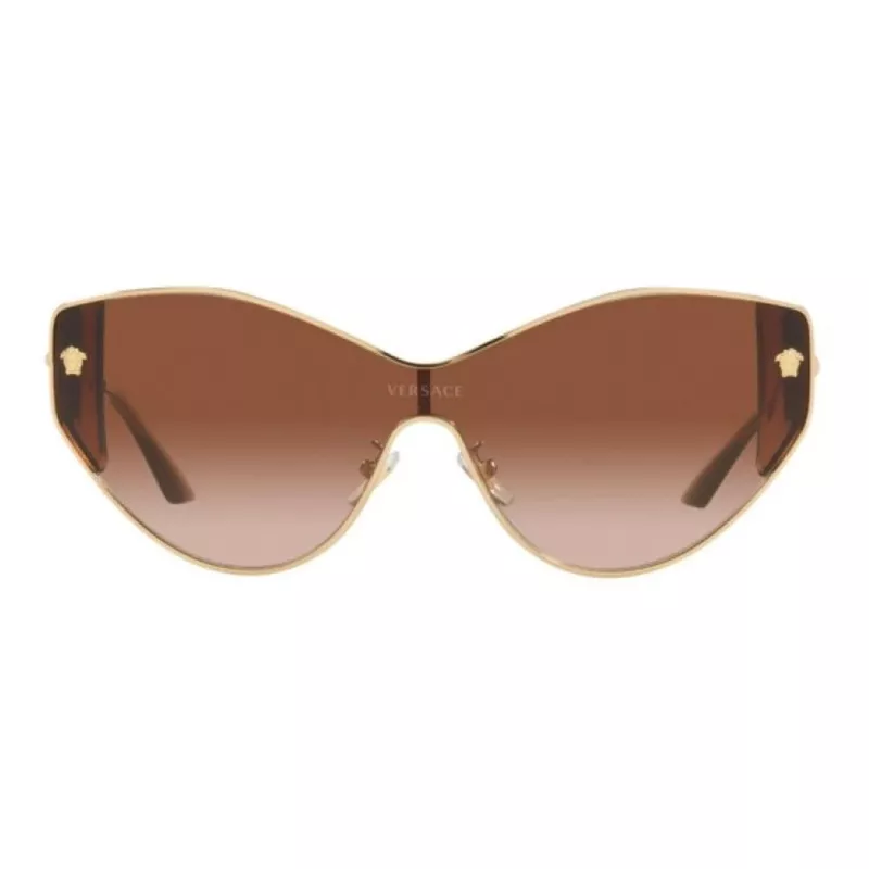 VERSACE VE2239-100213 naisten kultainen Shield-aurinkolasit ruskeat polykarbonaattilinssit 147 mm