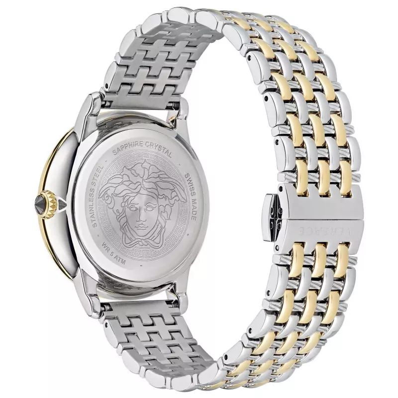 VERSACE VE6F00423 unisex sveitsiläinen kvartsikello 38mm musta kellotaulu nahkaranneke