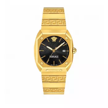 VERSACE naisten kello VE8F00424 kvartsi, 44mm musta kellotaulu nahkarannekkeella