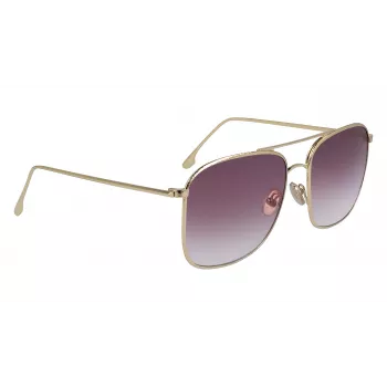 Victoria Beckham VB202S-712 naisten oversize-kulmikkaat aurinkolasit, kultainen metallikehys, ruskeat liukuvärilinssit, 59 mm