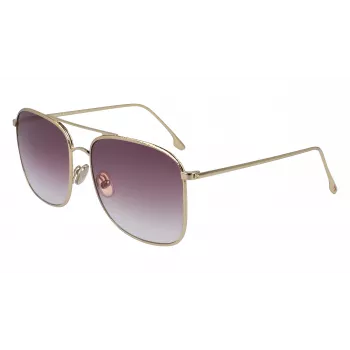 Victoria Beckham VB202S-712 naisten oversize-kulmikkaat aurinkolasit, kultainen metallikehys, ruskeat liukuvärilinssit, 59 mm