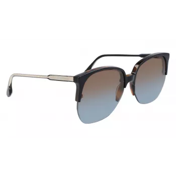 Victoria Beckham VB617S-005 naisten oversize-kulmikkaat aurinkolasit, kiiltävän mustat kehykset, harmaat linssit, 63/15/140 mm