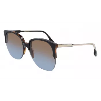 Victoria Beckham VB617S-005 naisten oversize-kulmikkaat aurinkolasit, kiiltävän mustat kehykset, harmaat linssit, 63/15/140 mm