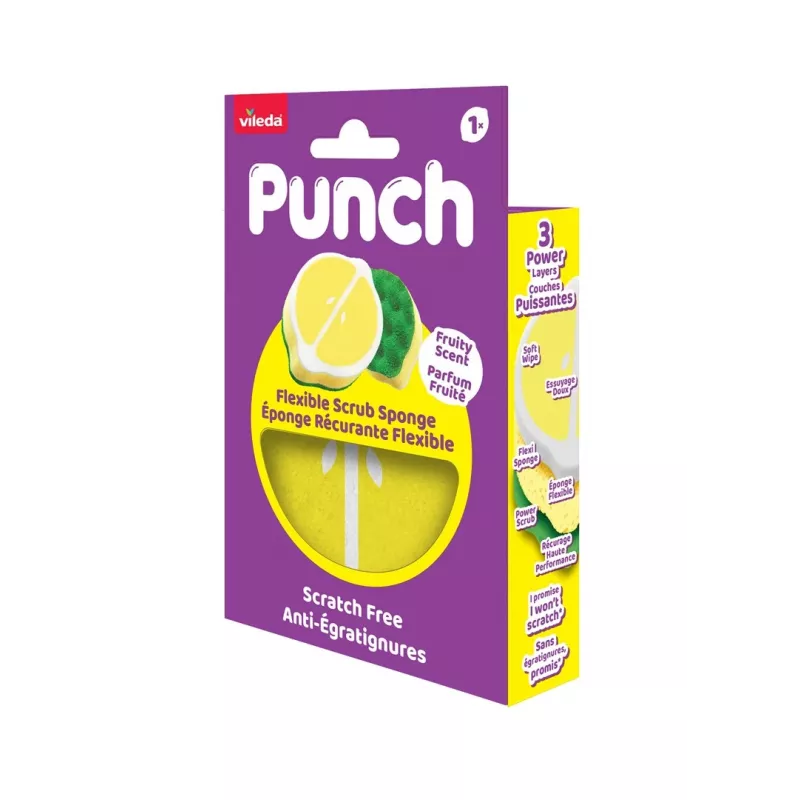 Vileda Punch joustava sienipuhdistin, sitruuna, 1 kpl
