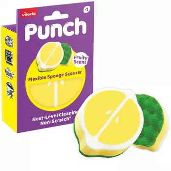 Vileda Punch joustava sienipuhdistin, sitruuna, 1 kpl