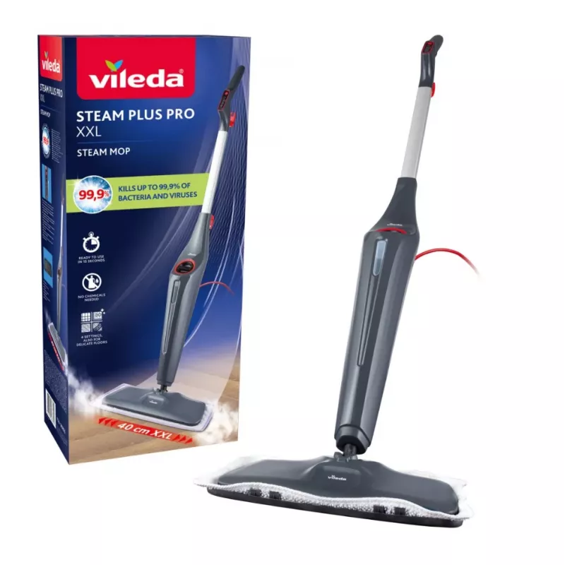 Vileda Steam Plus XXL Pro höyrymoppi 2 ylimääräisellä mikrokuituliinalla