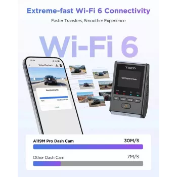 VIOFO A119M Pro 2K QHD autokamera Sony STARVIS 2 IMX675:llä, integroidulla GPS:llä ja Wi-Fi:llä, superkondensaattori, 140° näkökenttä, 1,5