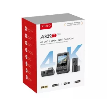 VIOFO A329T 3CH GPS autokamera 4K etu, 1080P sisä & taka, Sony STARVIS sensorit, sisäänrakennettu Wi-Fi & GPS