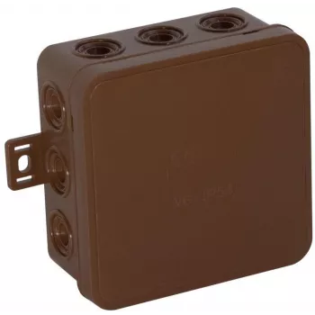 VIPLAST V6 Click pinta-asennettava jakorasia, 12 kaapeliläpivientiä, IP54, ruskea, 85x85x41 mm, tyhjä kotelo (036-02)