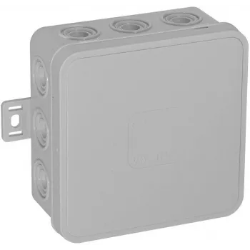 VIPLAST V6 pinta-asennettava jakorasia, tyhjä, 12 läpivientiä, harmaa, IP54, 85x85x41 mm, napsautuskannella