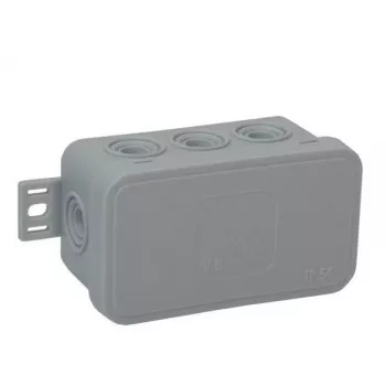 VIPLAST V8 Klik pinta-asennettava jakorasia, tyhjä, 8 läpivientiä, harmaa, IP54, 80x45x41mm, 038-03