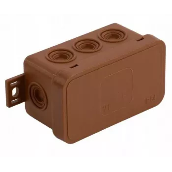 VIPLAST V8 klik pinta-asennettava jakorasia, tyhjä, 8 läpivientiä, IP54, ruskea, 80x45x41 mm