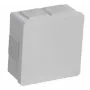 VIPLAST VP-02 pinta-asennettava tyhjä kotelo, 6 kaapeliläpivientiä, napsautuskansi, IP55, valkoinen, 86x86x40 mm