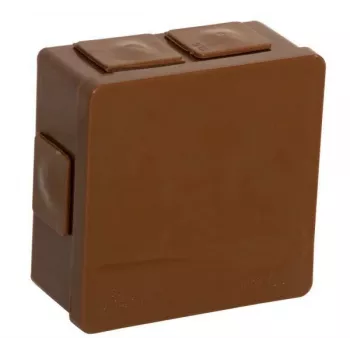 VIPLAST VP-02 uppoasennettava jakorasia, 6 kaapeliläpivientiä, napsautuskansi, ruskea, IP55, 86x86x40 mm